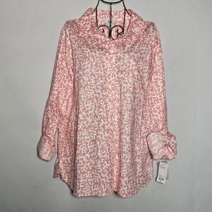 Pink and White Coral Classic Women's Top NWT Size XL
